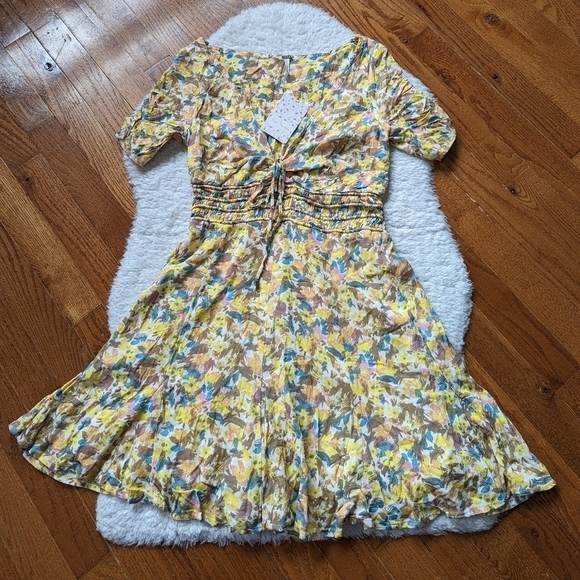 Free PEOPLE forget me not floral mini dress 0 xs - Picture 9 of 16